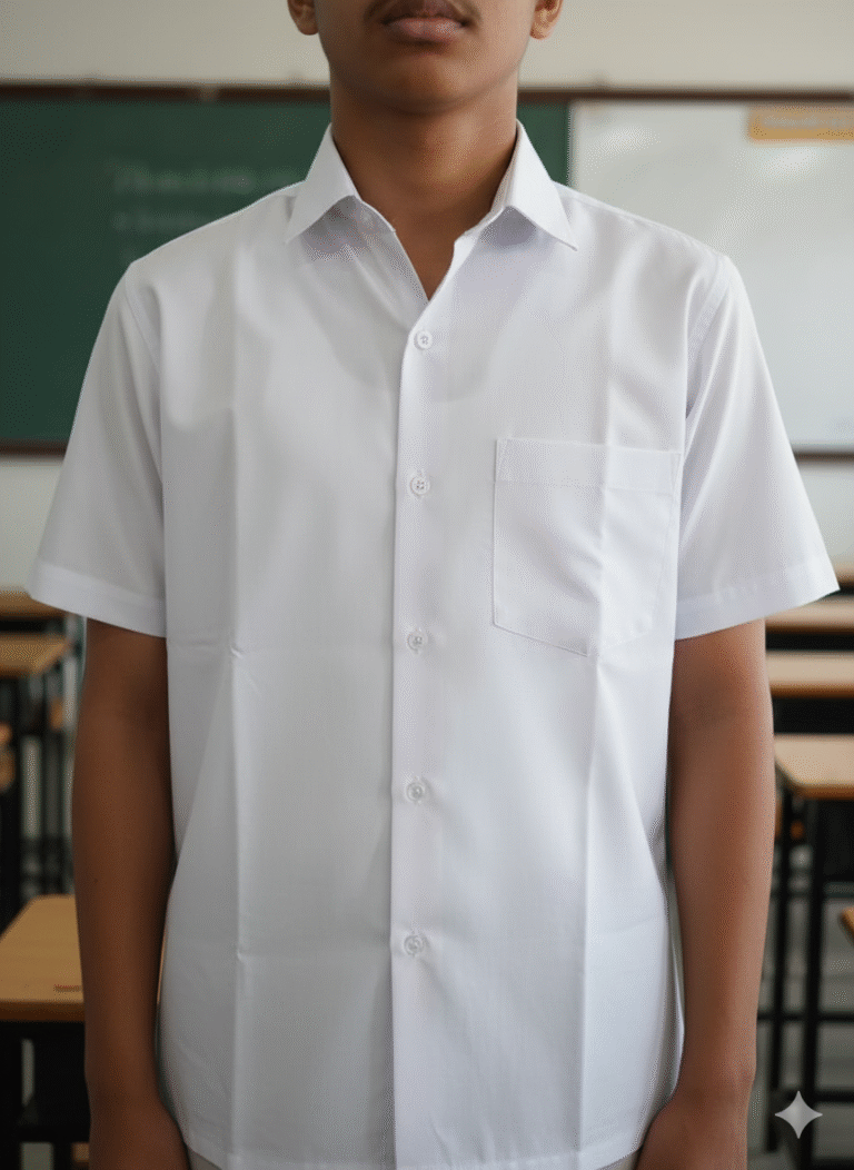 White Half Shirt front view